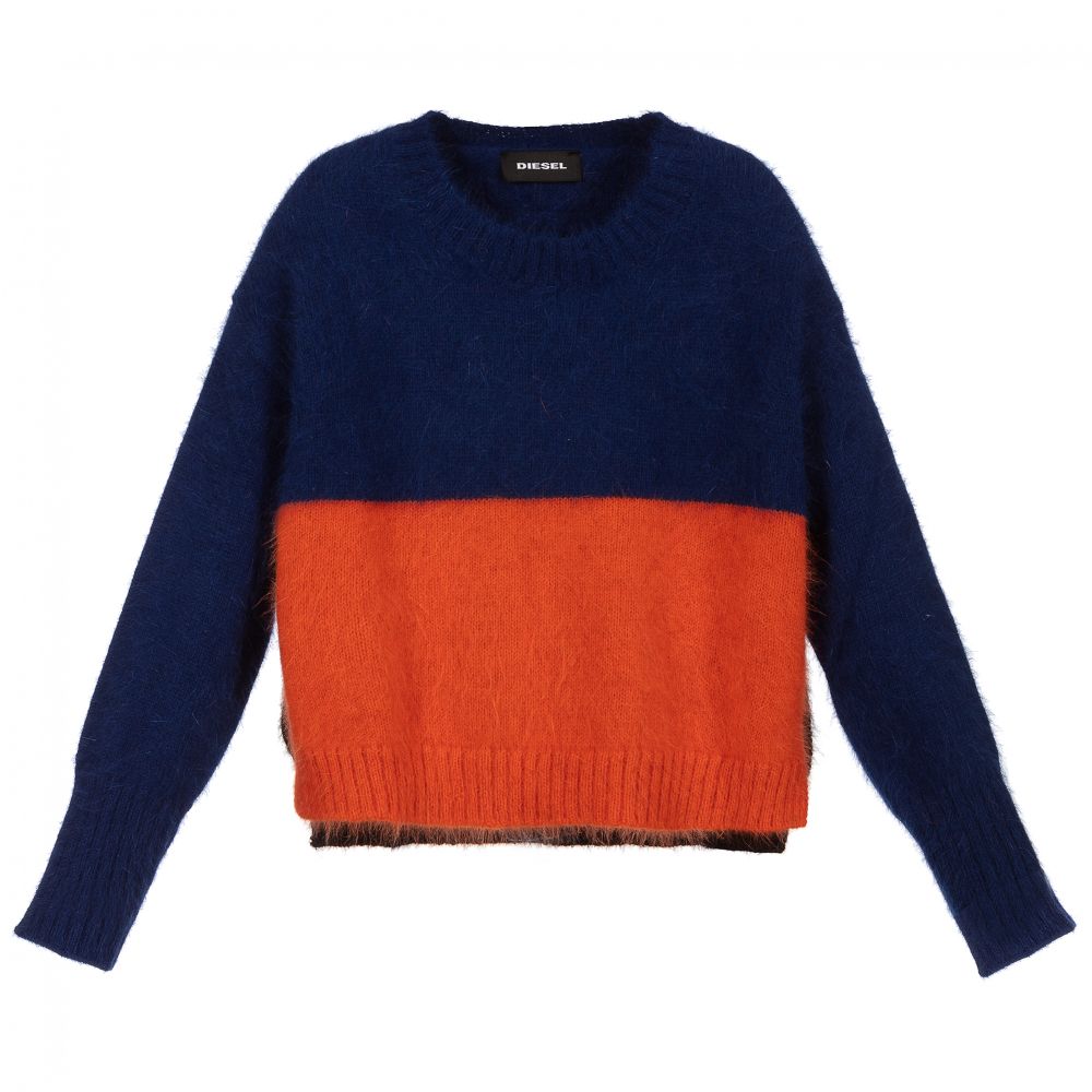 Diesel - Girls Wool Colour Block Jumper | Childrensalon