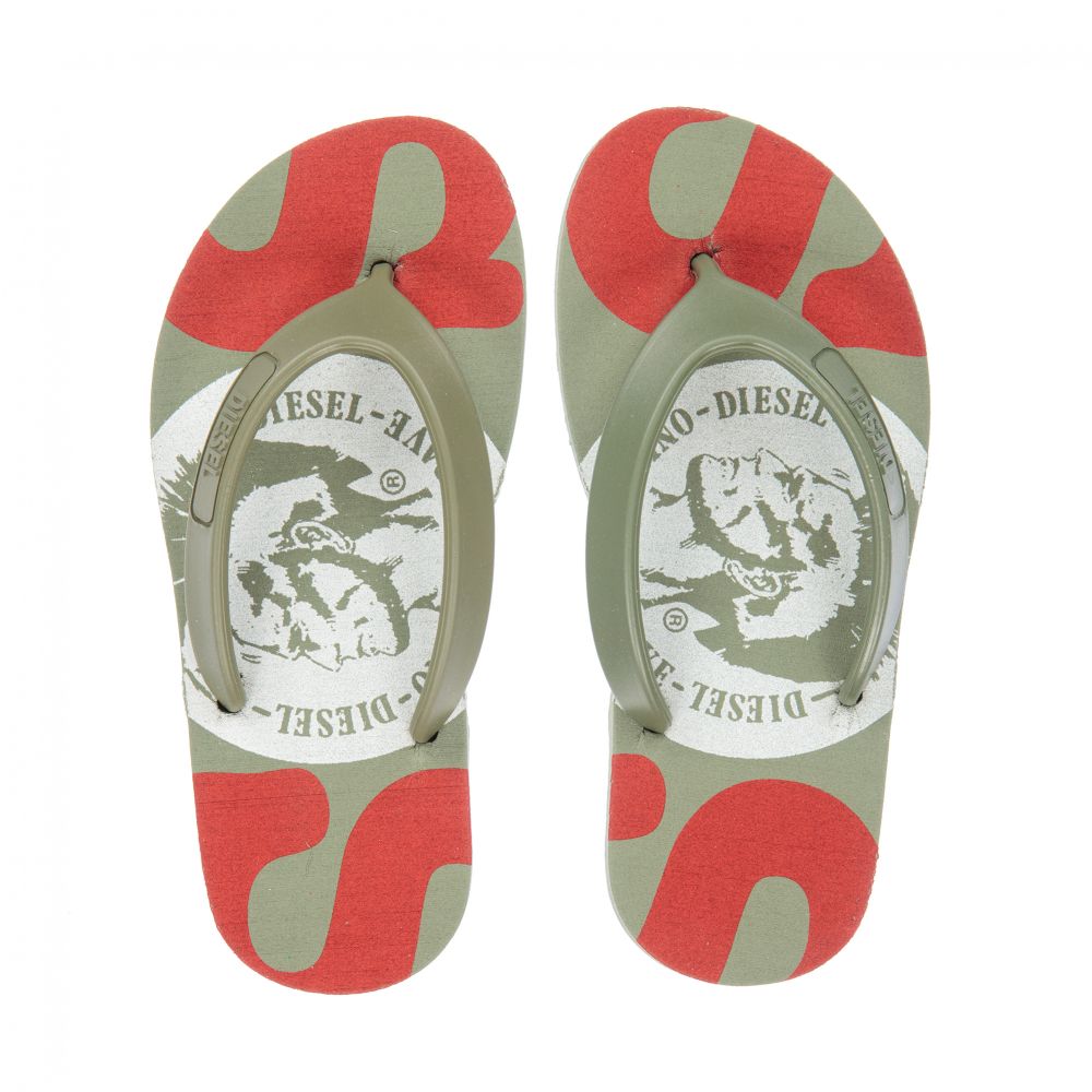 Diesel - Green Flip-Flop Sandals | Childrensalon