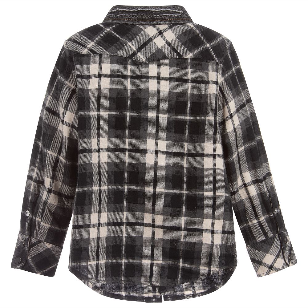 Diesel - Grey & Black Checked Shirt | Childrensalon Outlet