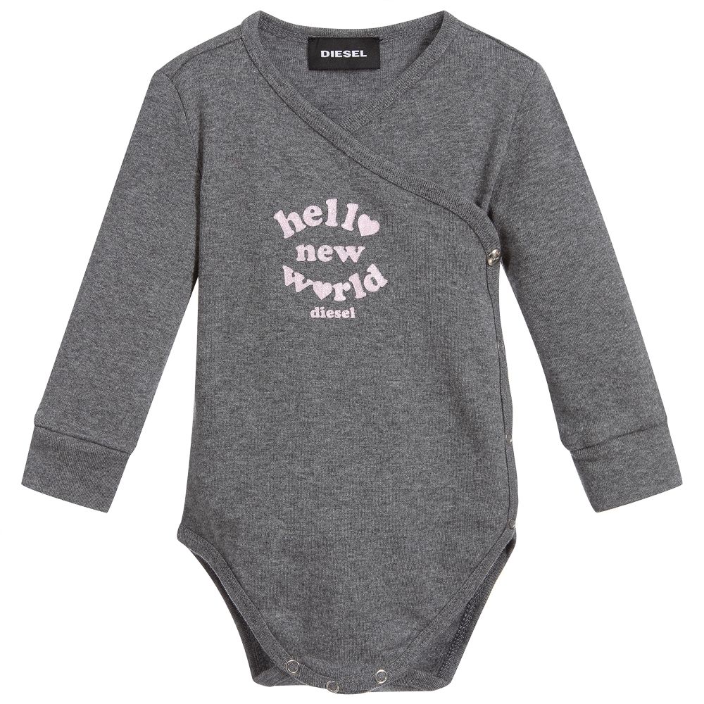 Diesel Grey Cotton Bodysuit Childrensalon Outlet