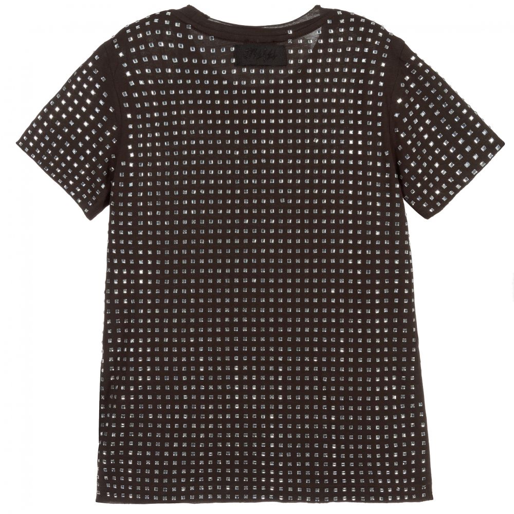 Diesel-Grey Cotton Diamanté T-Shirt | Childrensalon Outlet