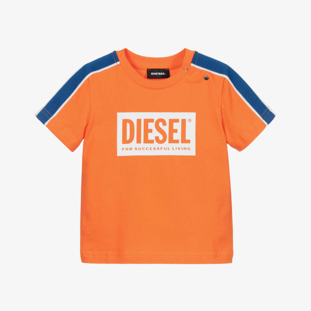 Diesel-Orange Cotton Logo T-Shirt | Childrensalon Outlet