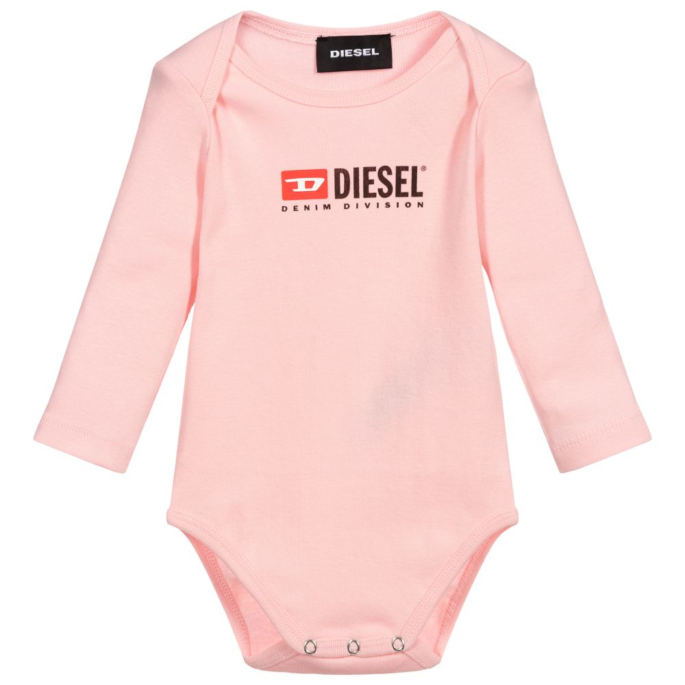 Diesel - Pink Cotton Logo Bodyvest | Childrensalon