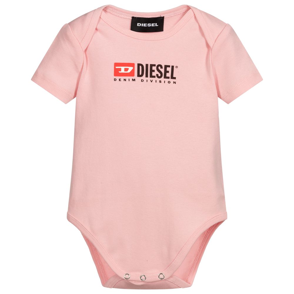 Diesel - Pink Cotton Logo Bodyvest | Childrensalon