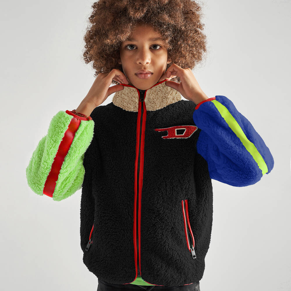 Diesel-Teen Black Fleece Zip-Up Top | Childrensalon Outlet