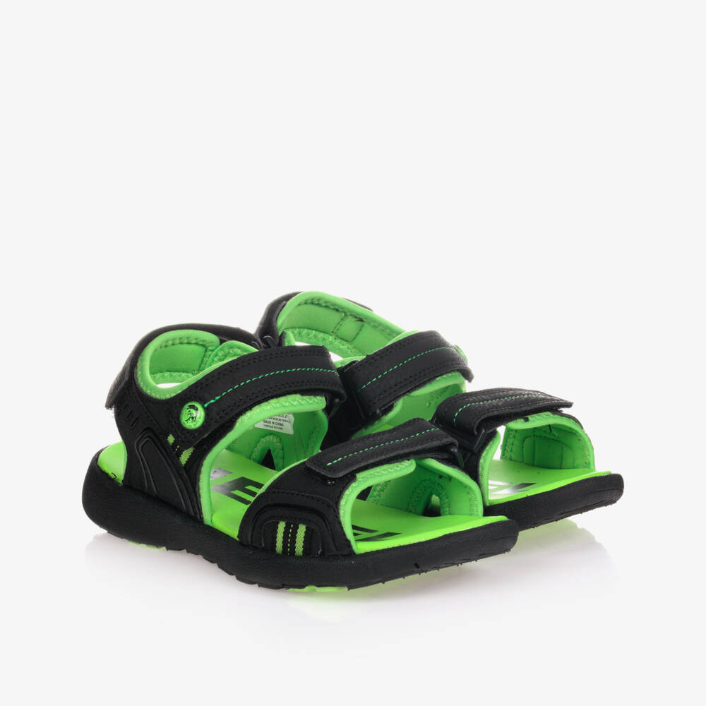 Diesel-صندل تينز قماش ومطاط لون أسود وأخضر | Childrensalon Outlet