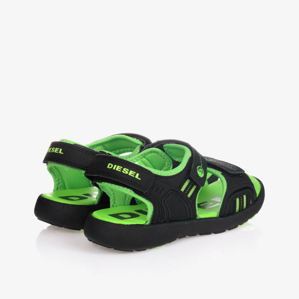 Diesel-Teen Black & Green Sandals | Childrensalon Outlet
