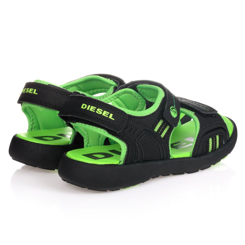 Diesel-Teen Black & Green Sandals | Childrensalon Outlet