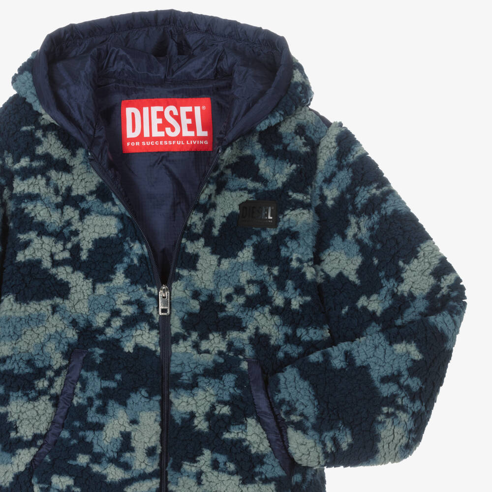 Diesel-Teen Blue Camouflage Zip-Up Top | Childrensalon Outlet