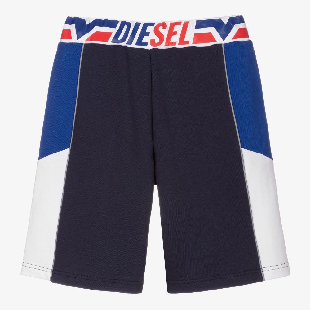 Diesel-Teen Blue Cotton Logo Shorts | Childrensalon Outlet