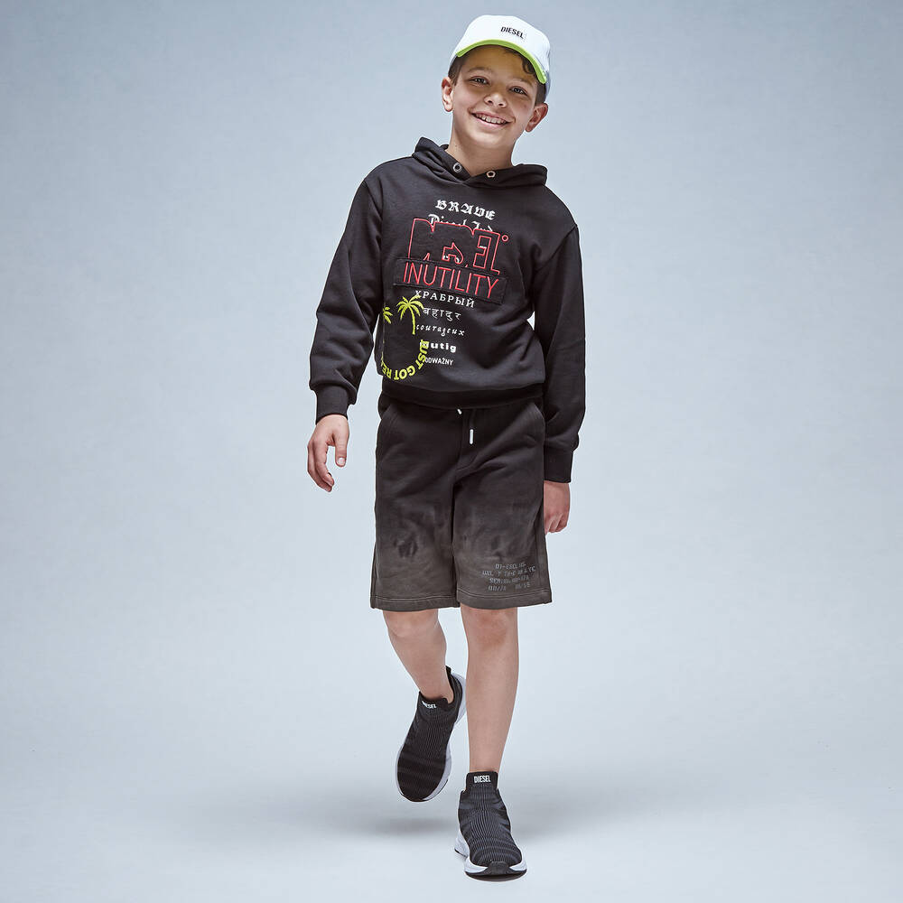 Diesel-Teen Boys Black & Green Shorts | Childrensalon Outlet
