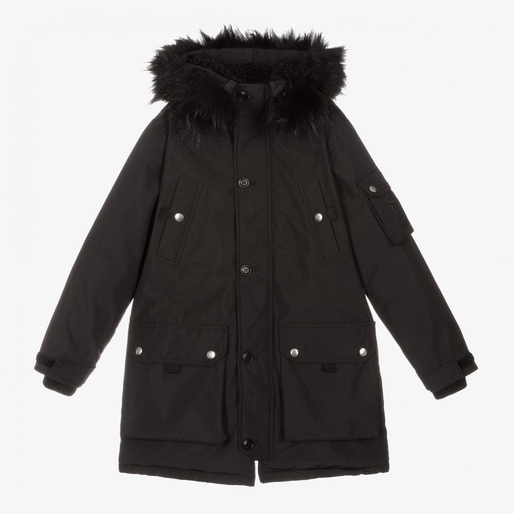 Manteau à capuche noir Ado garçon