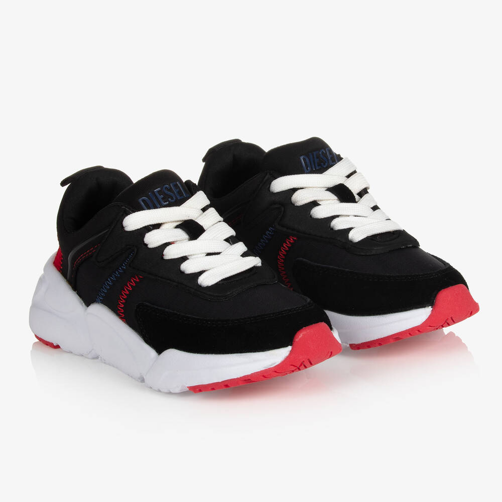 Diesel Teen Boys Black Logo Trainers Childrensalon Outlet