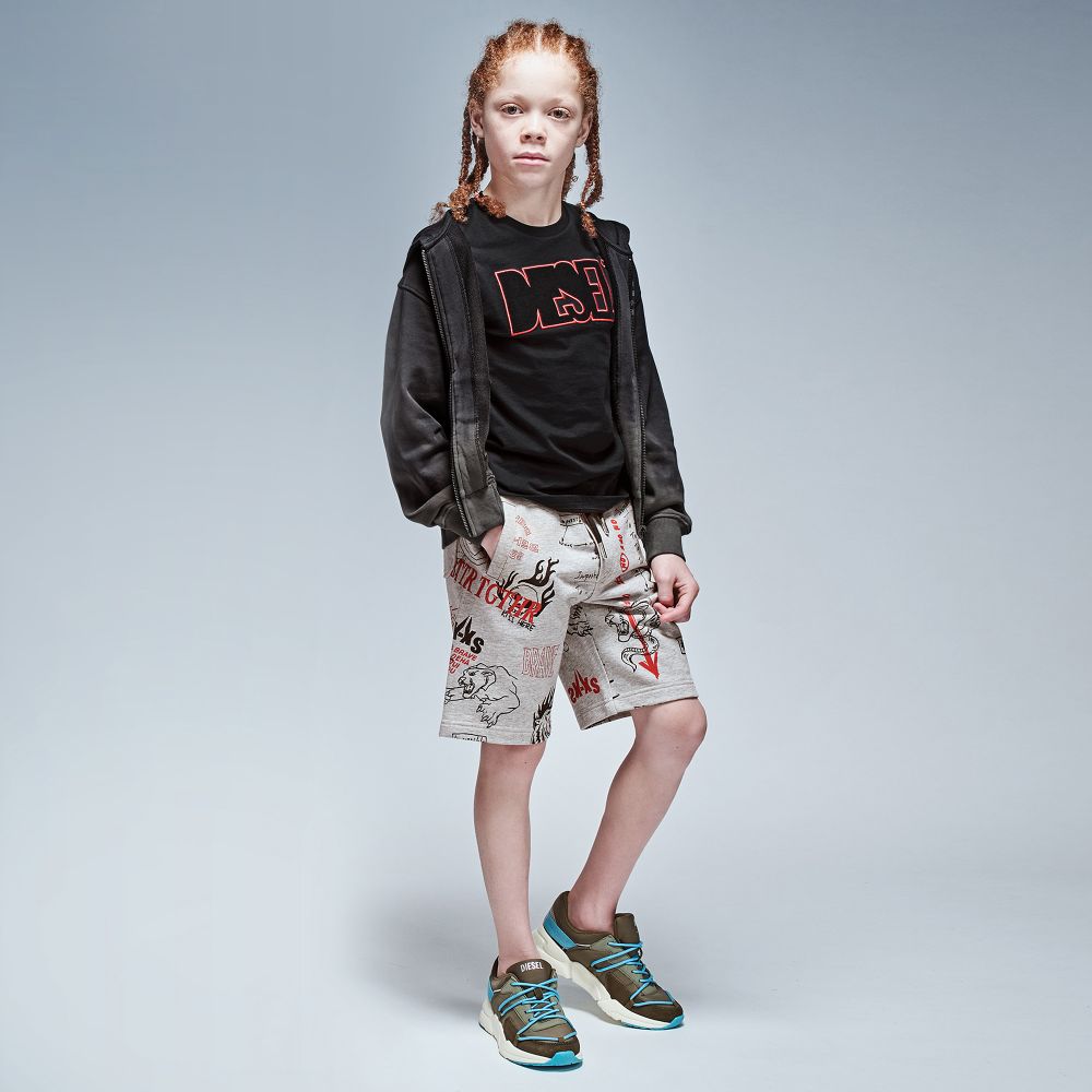 Diesel Short gris a motif Ado garcon