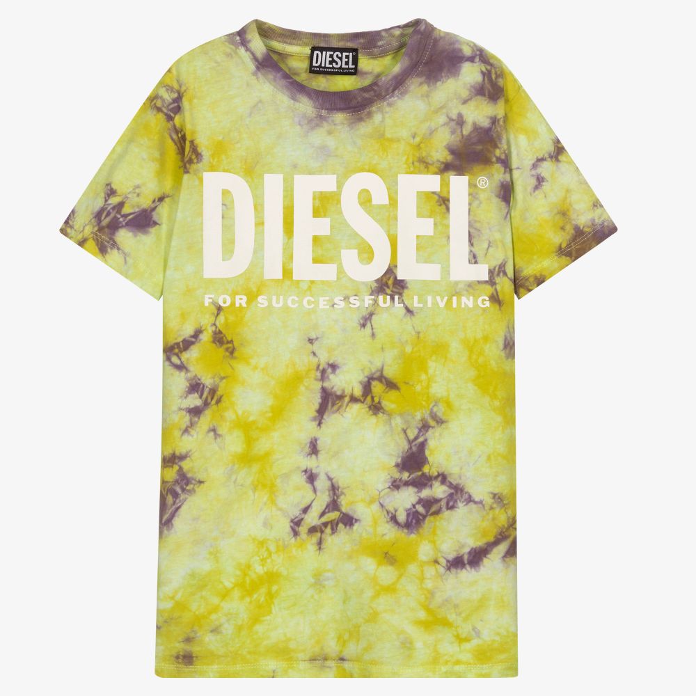 Diesel - تيشيرت تينز ولادي قطن لون أصفر | Childrensalon