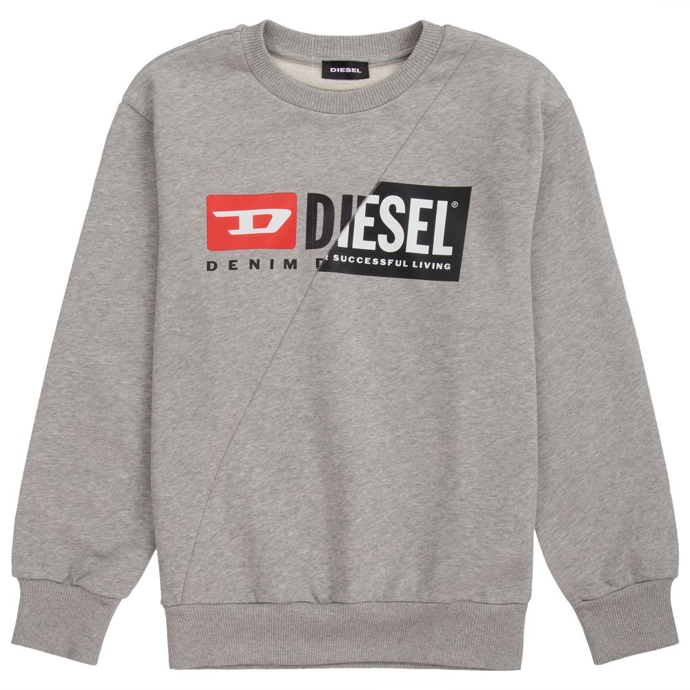 Diesel - Sweat-shirt gris à logo Ado | Childrensalon