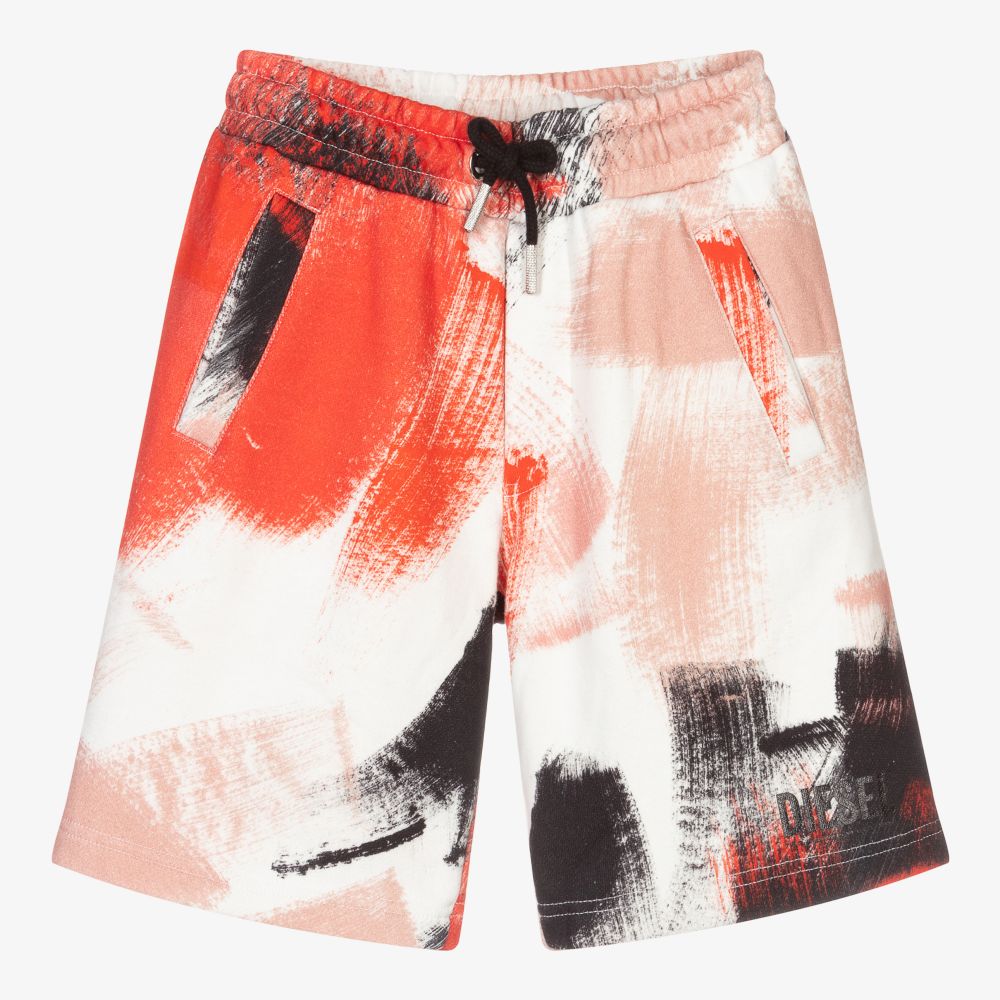 Diesel-Teen Red Graphic Shorts | Childrensalon Outlet