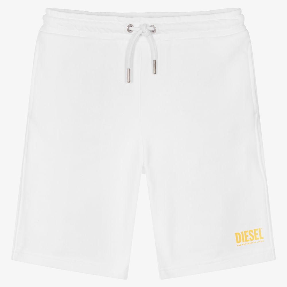 Diesel - Teen White Logo Jersey Shorts | Childrensalon