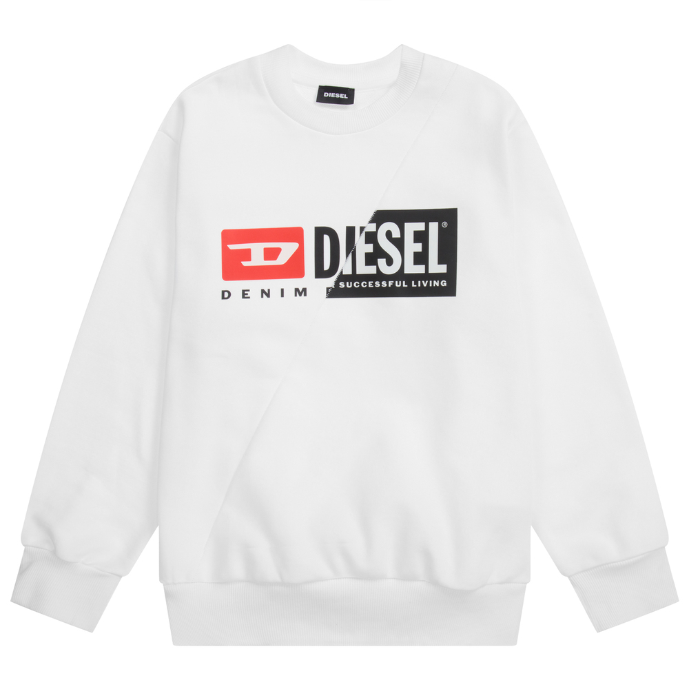 Diesel - سويتشيرت قطن لون أبيض وأسود | Childrensalon