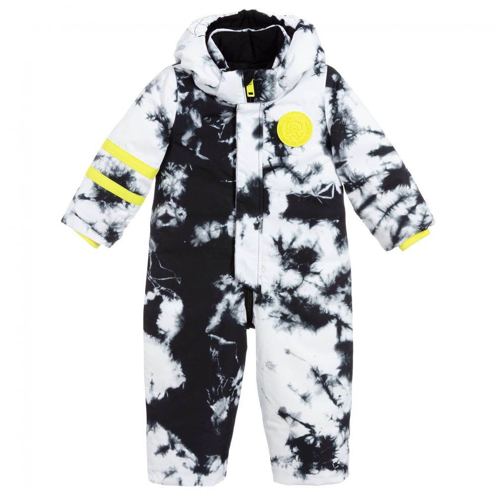 Diesel - White & Black Marble Snowsuit | Childrensalon
