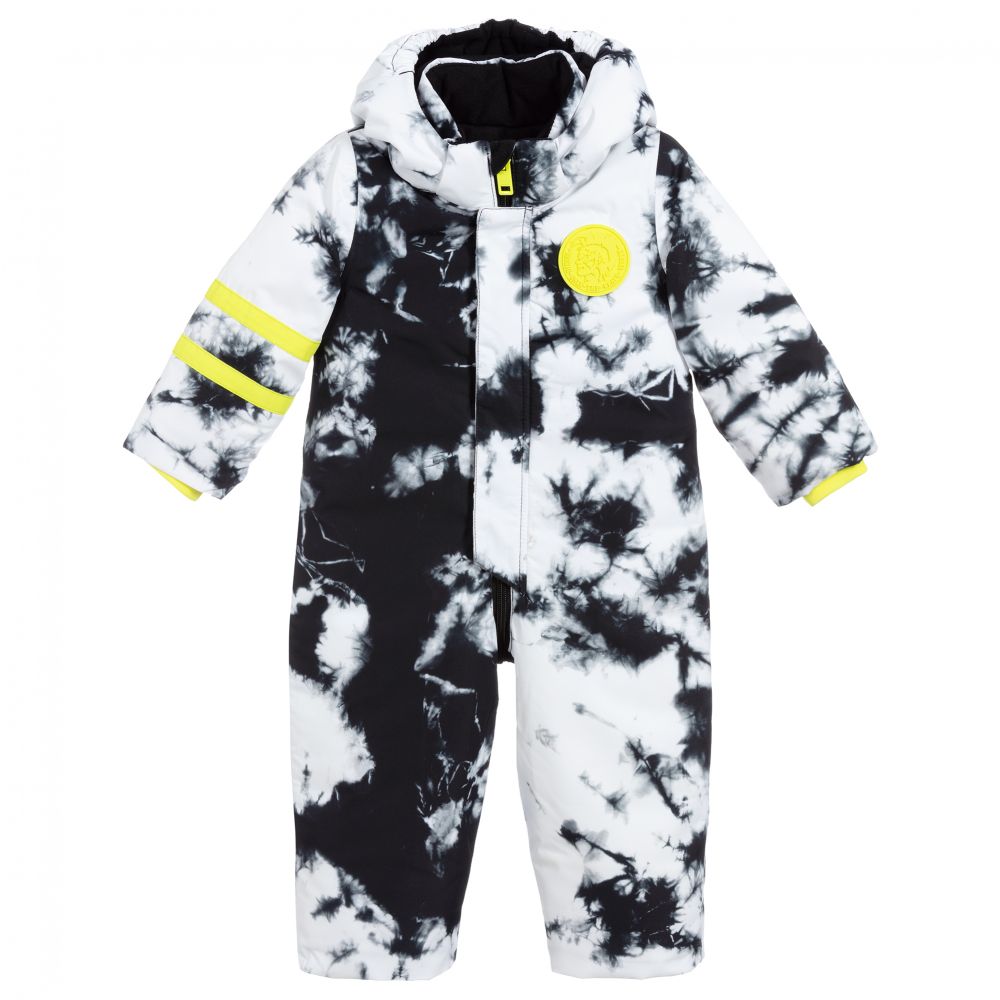 Diesel - Combinaison de ski marbrée blanche et noire | Childrensalon