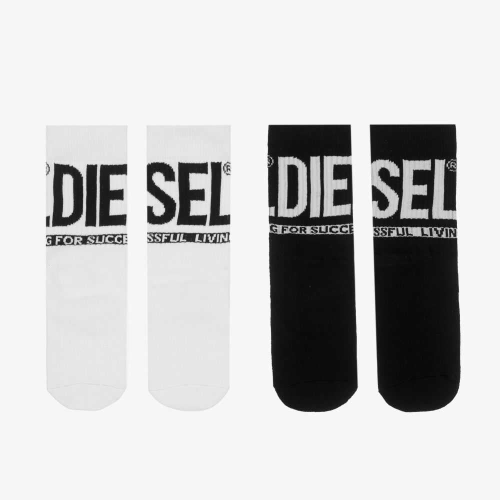 Diesel - Chaussettes blanches/noires (x2) | Childrensalon