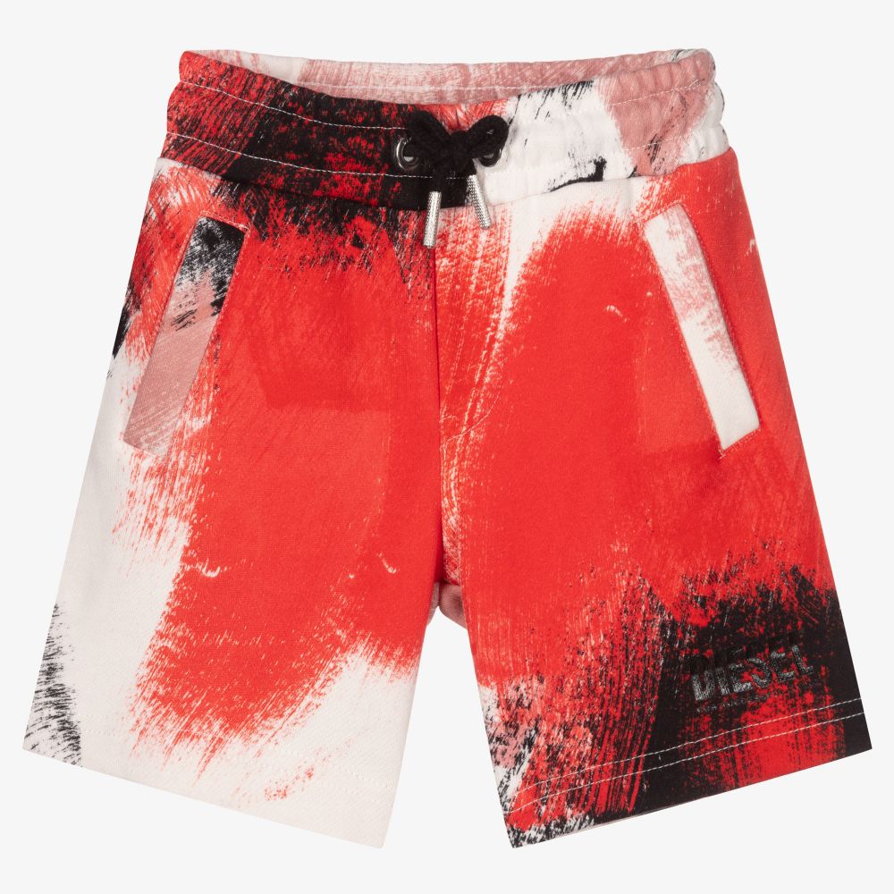 Diesel - White Cotton Graphic Shorts | Childrensalon