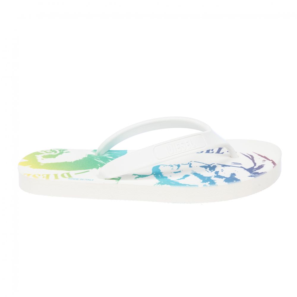 ديزل-White Logo Flip-Flops | Childrensalon Outlet