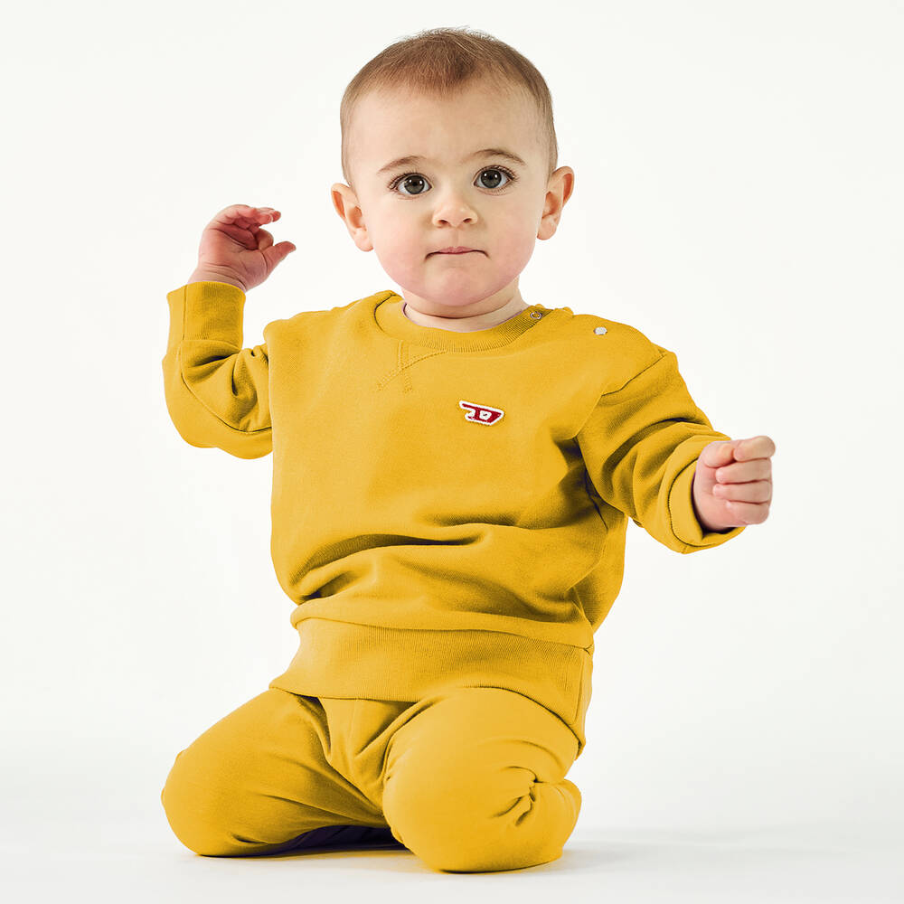 Diesel Yellow Cotton Logo Sweatshirt Childrensalon Outlet