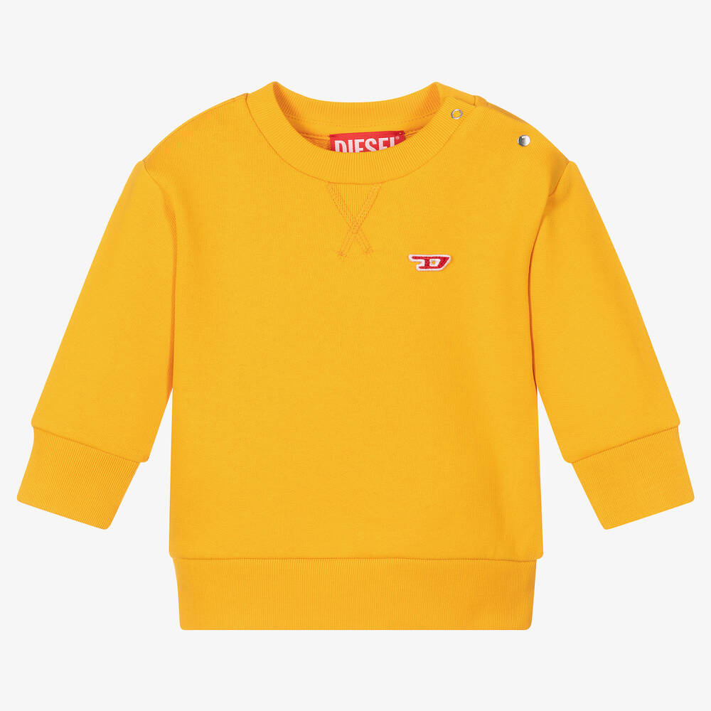 Diesel - Yellow Cotton Logo Sweatshirt | Childrensalon