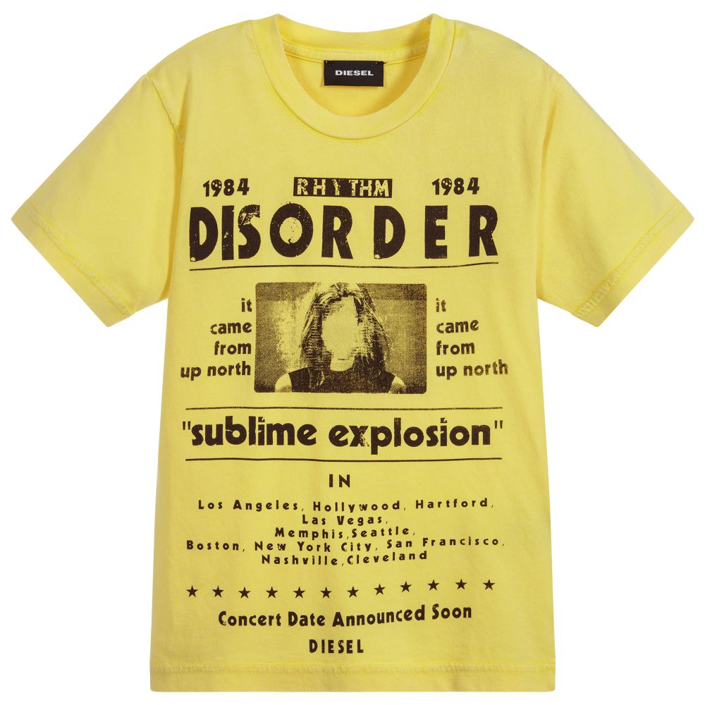 Diesel - Yellow Cotton T-Shirt | Childrensalon