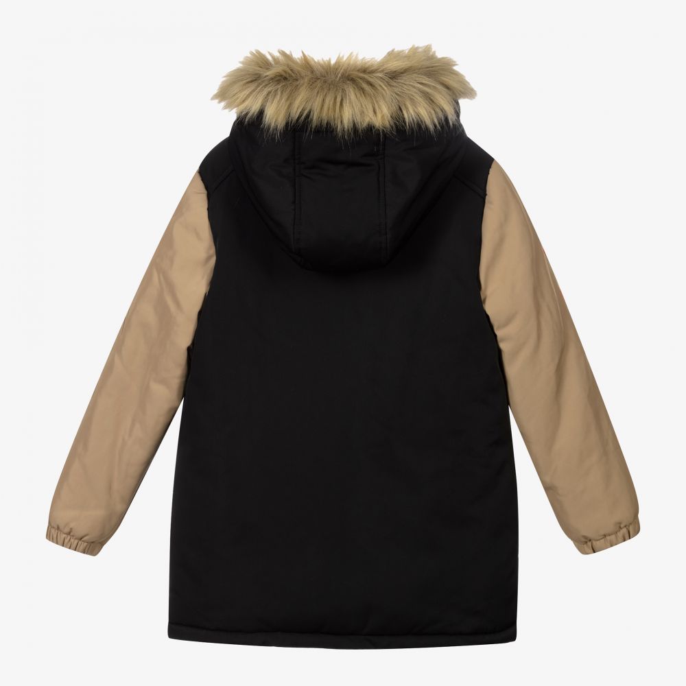 DKNY-Бежево-черная парка с капюшоном | Childrensalon Outlet