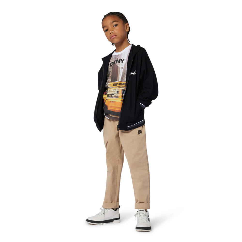 DKNY-بنطلون بيج قطني بجيوب بسحاب | Childrensalon Outlet