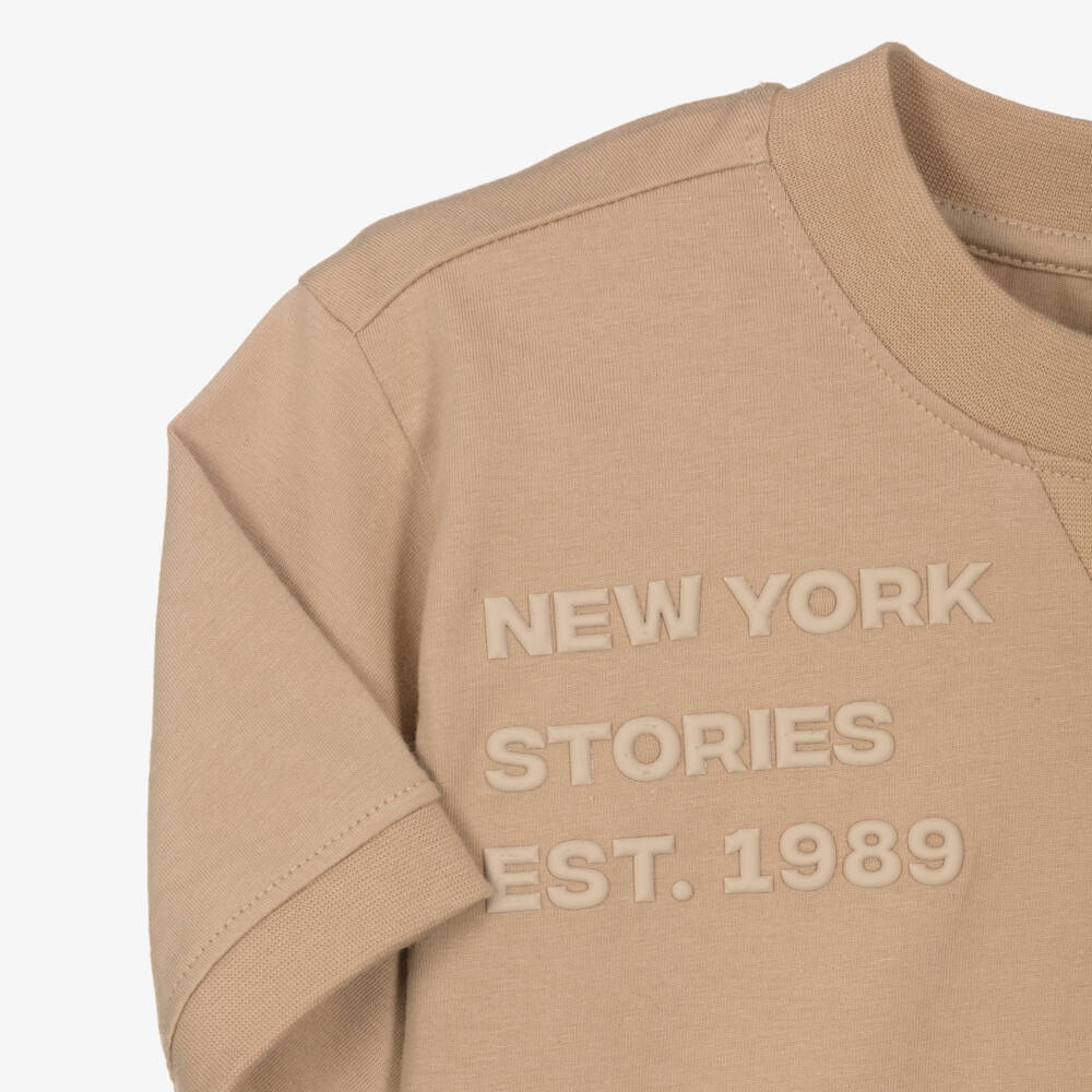 DKNY-Beige Logo Ss Tee | Childrensalon Outlet
