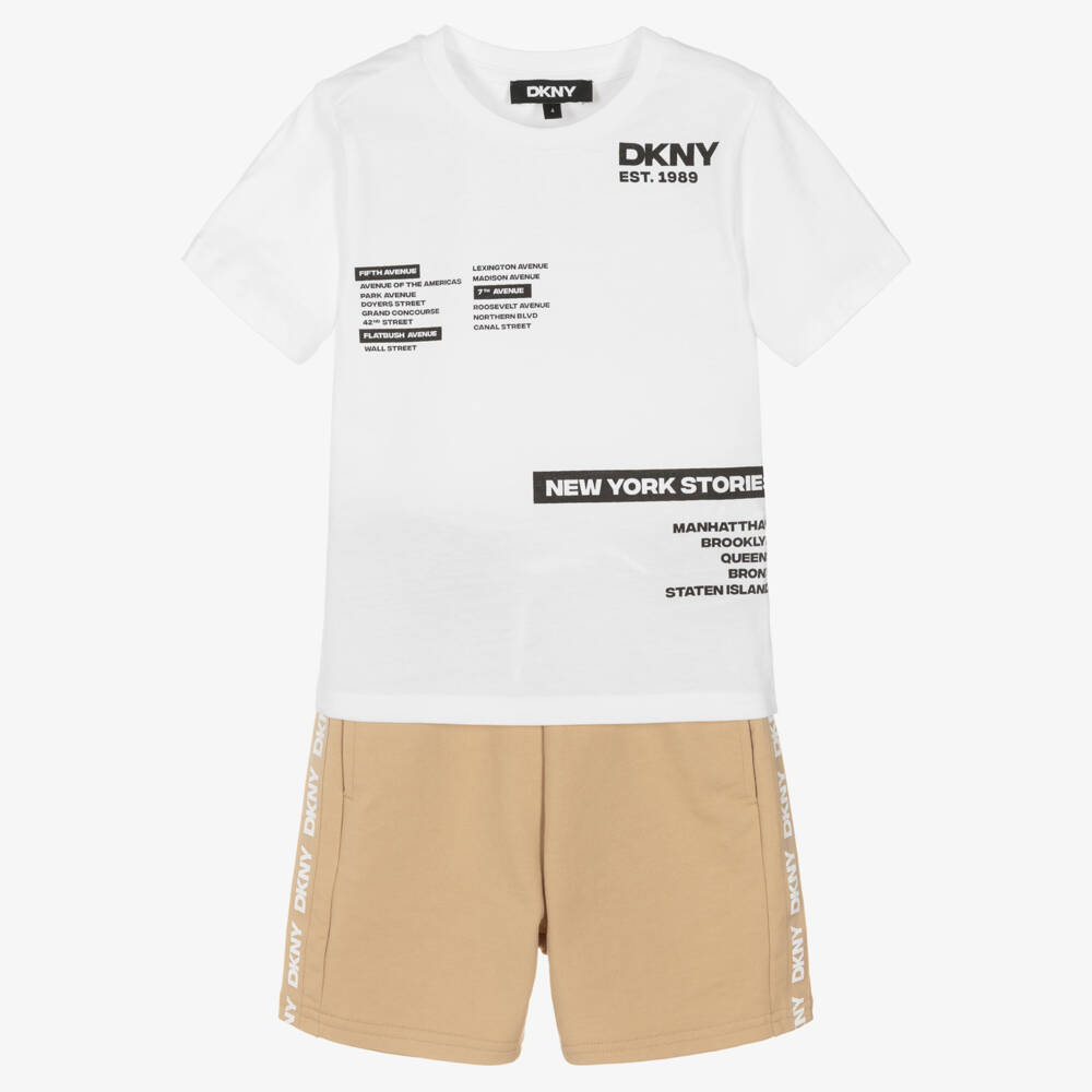 DKNY-Beige & White Short Set | Childrensalon Outlet