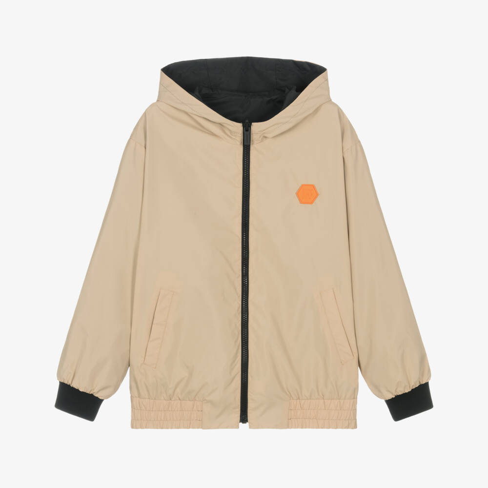 DKNY-Black & Beige Reversible Windbreaker | Childrensalon Outlet