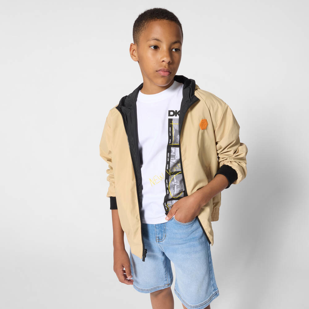 DKNY-Black & Beige Reversible Windbreaker | Childrensalon Outlet
