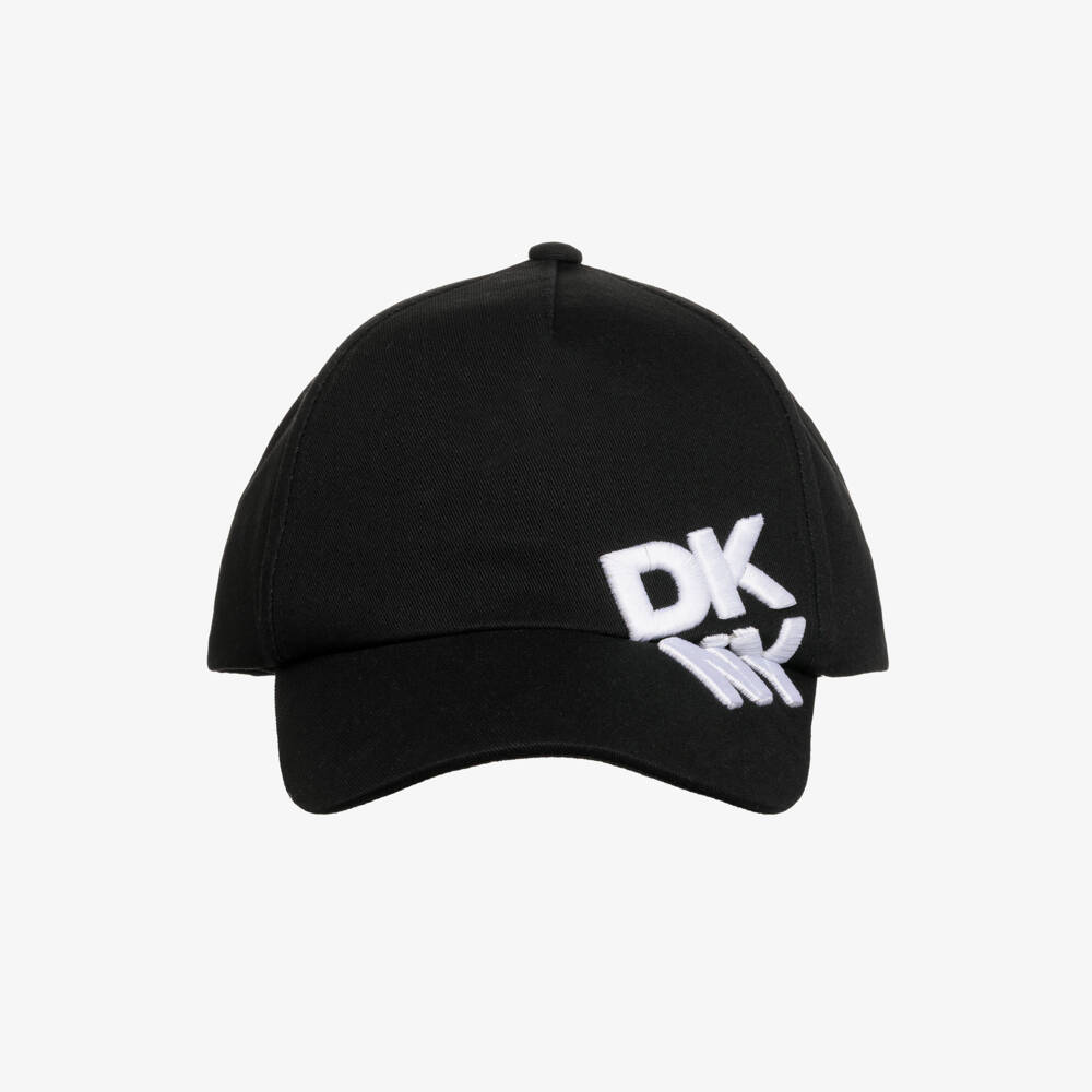 DKNY-Black Cotton Embroidered Logo Cap | Childrensalon Outlet