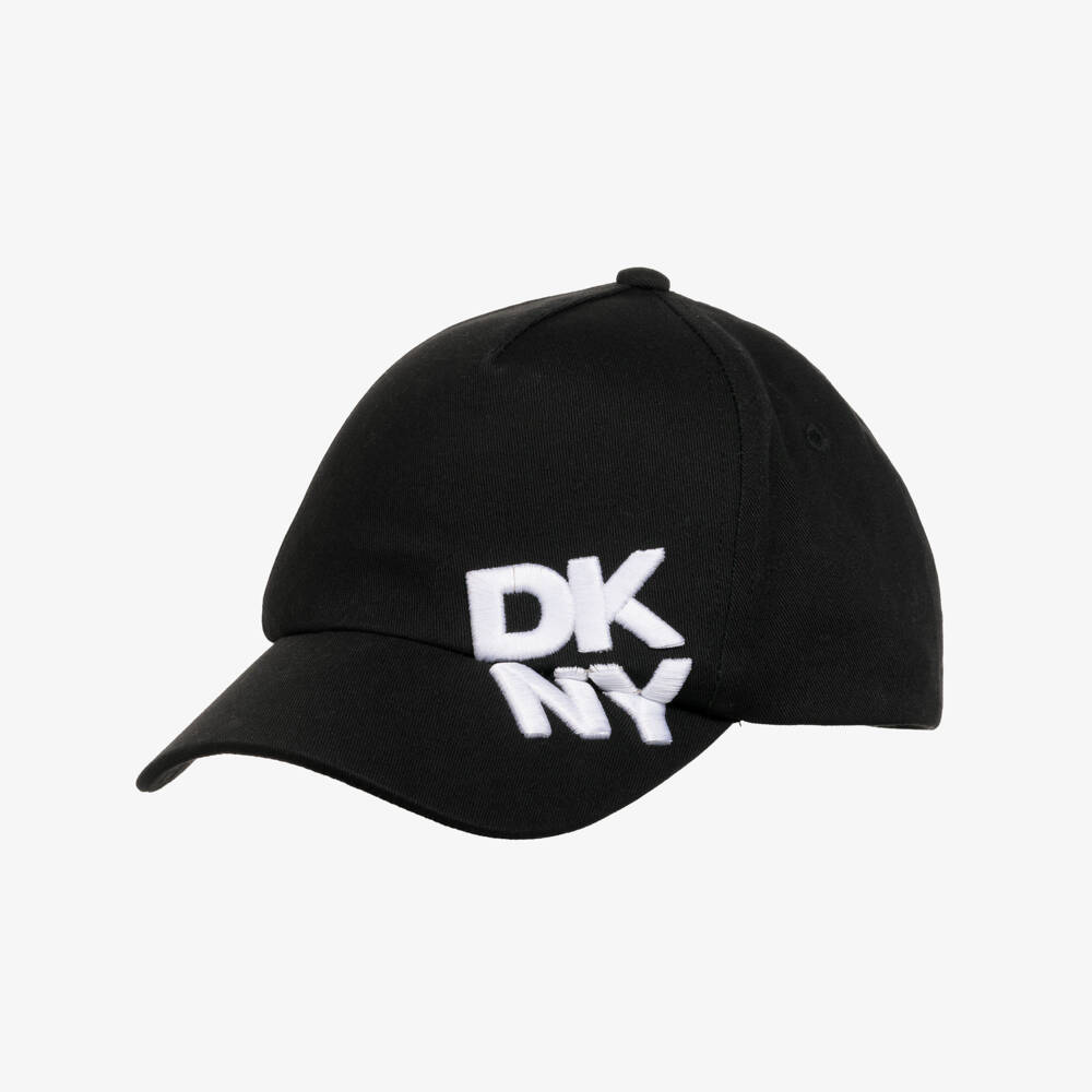 DKNY-Black Cotton Embroidered Logo Cap | Childrensalon Outlet