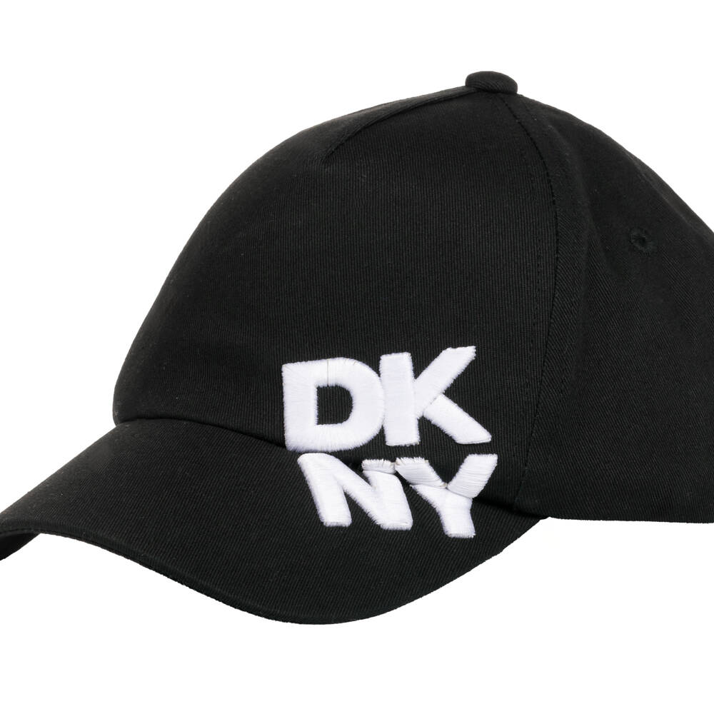 DKNY-Black Cotton Embroidered Logo Cap | Childrensalon Outlet