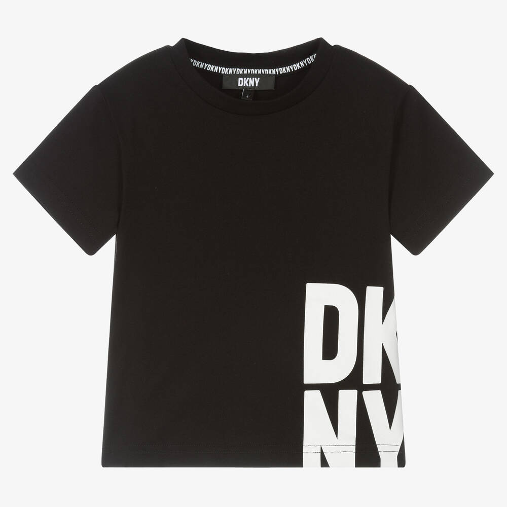 DKNY - Черная футболка из хлопкового джерси | Childrensalon