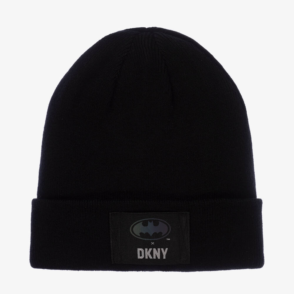 DKNY - قبعة بيني قطن محبوك لون أسود | Childrensalon