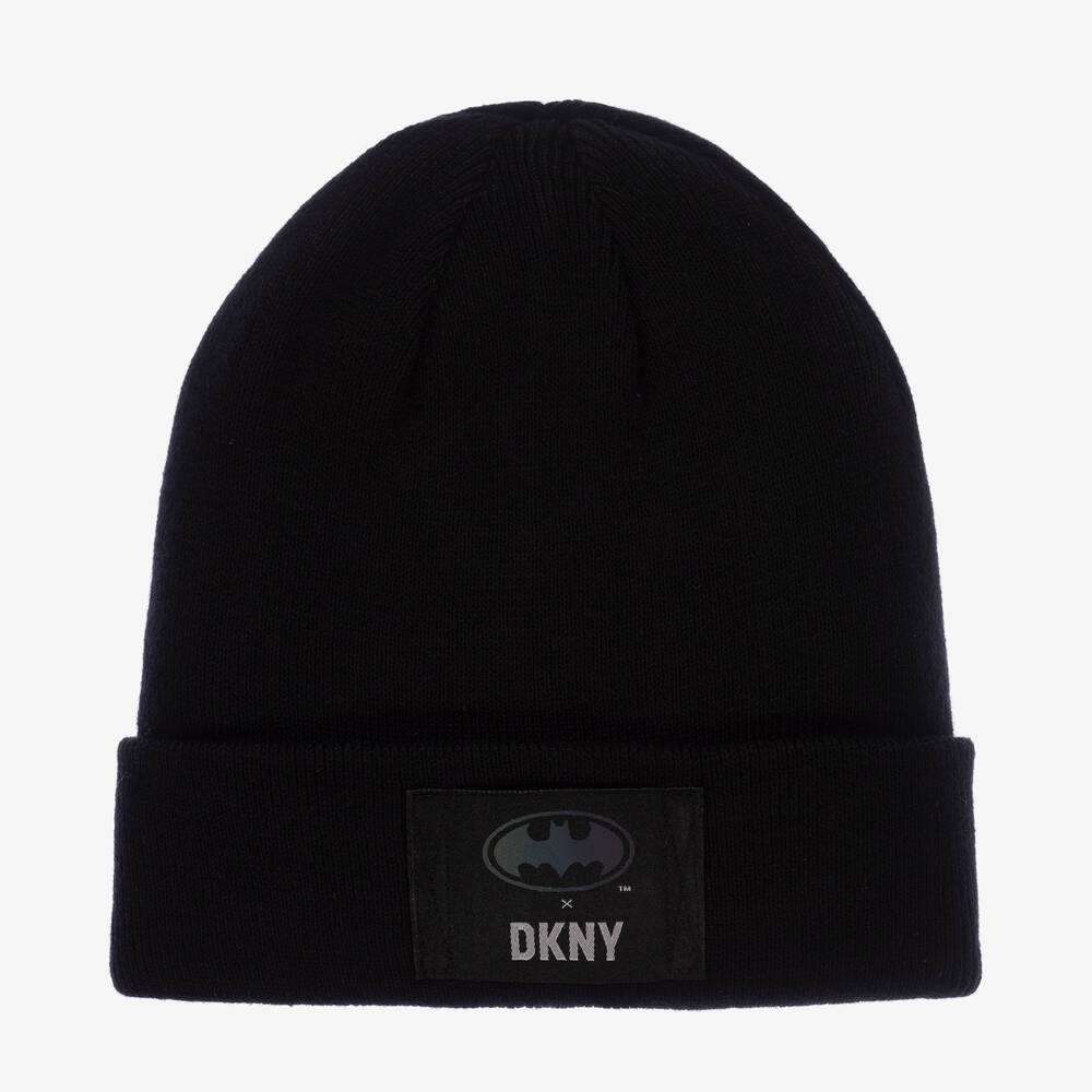 DKNY-Black Cotton Knit Batman Beanie Hat | Childrensalon Outlet