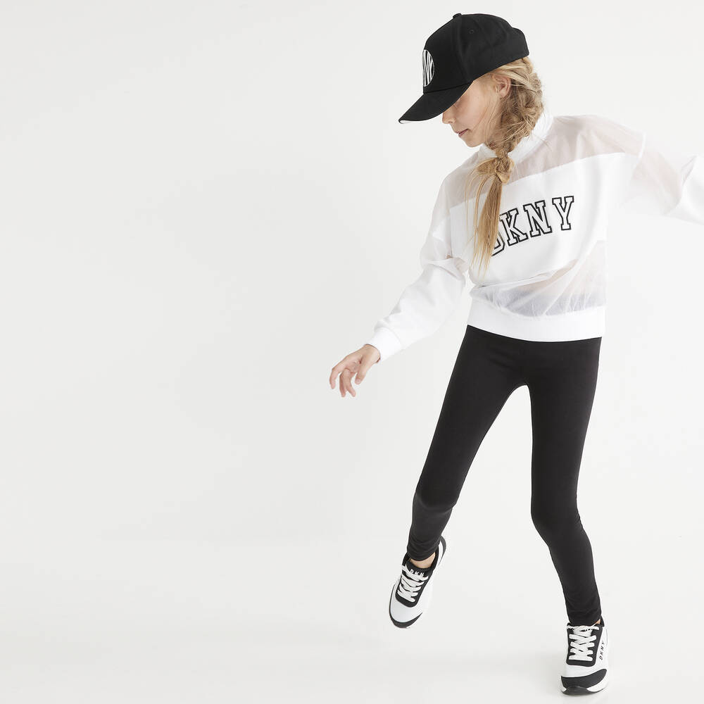 DKNY-Black Cotton Logo Leggings | Childrensalon Outlet