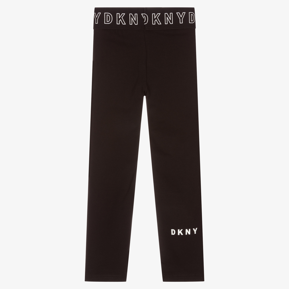DKNY-Black Cotton Logo Leggings | Childrensalon Outlet