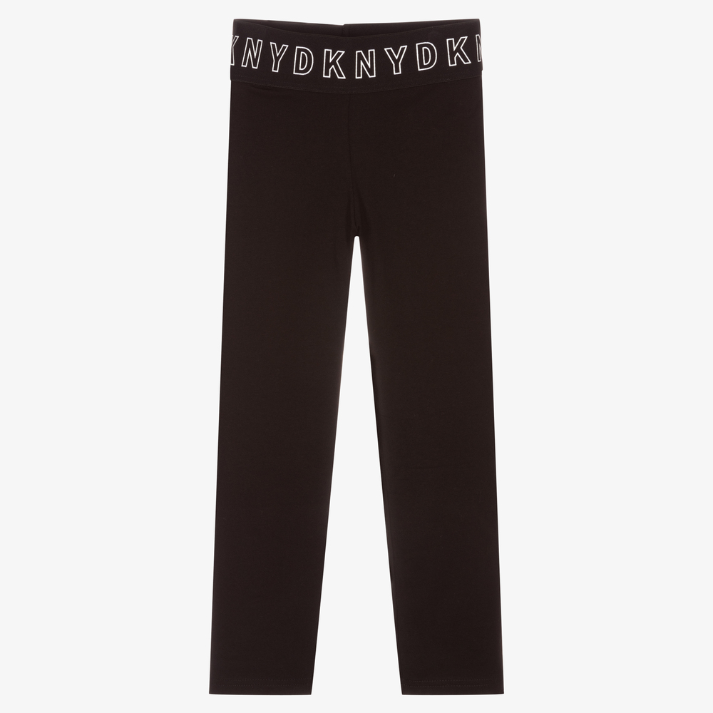 DKNY-Black Cotton Logo Leggings | Childrensalon Outlet