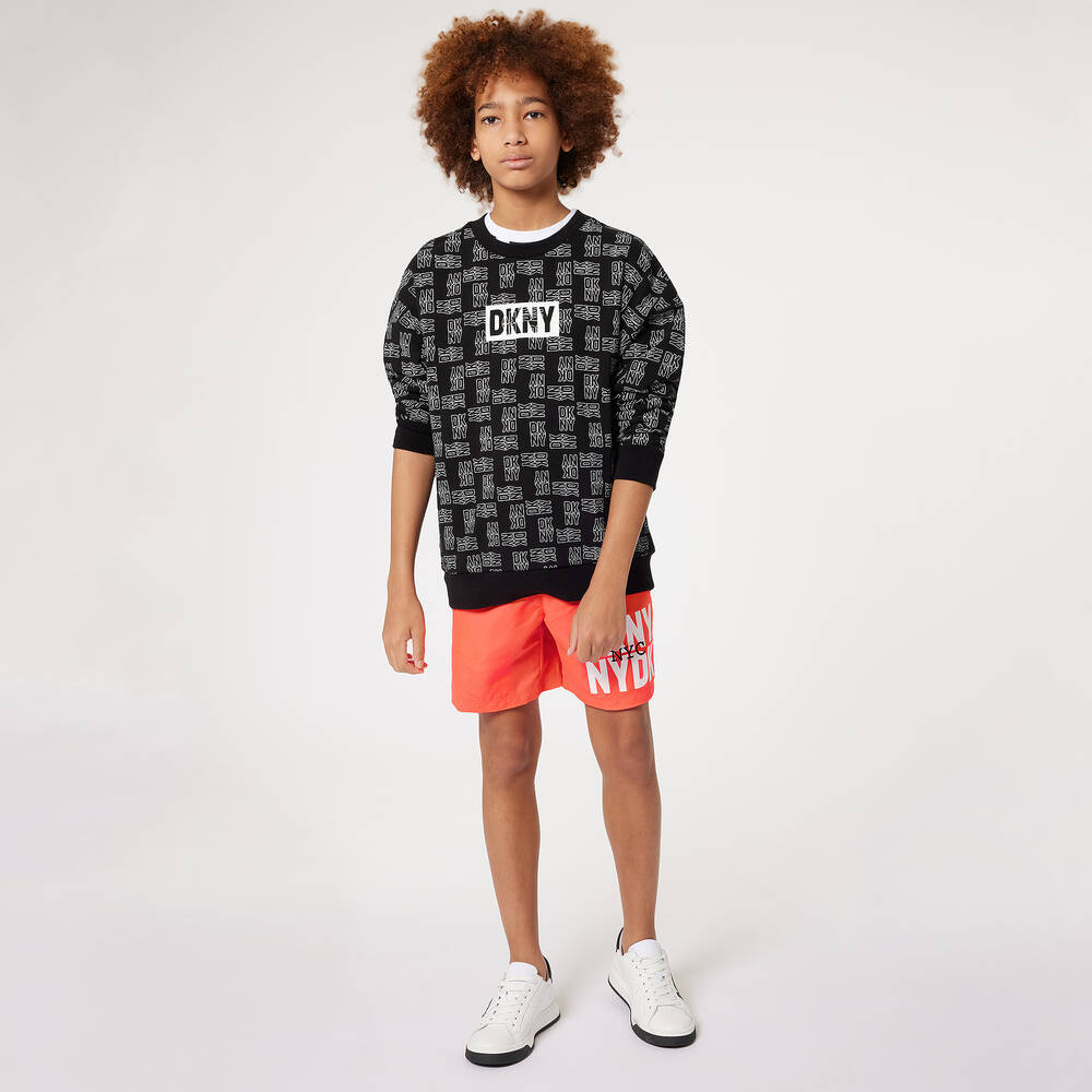 DKNY Black Cotton Printed Sweatshirt Childrensalon Outlet