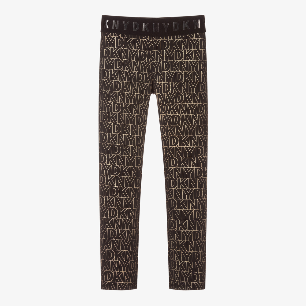 DKNY - Black & Gold Logo Leggings | Childrensalon