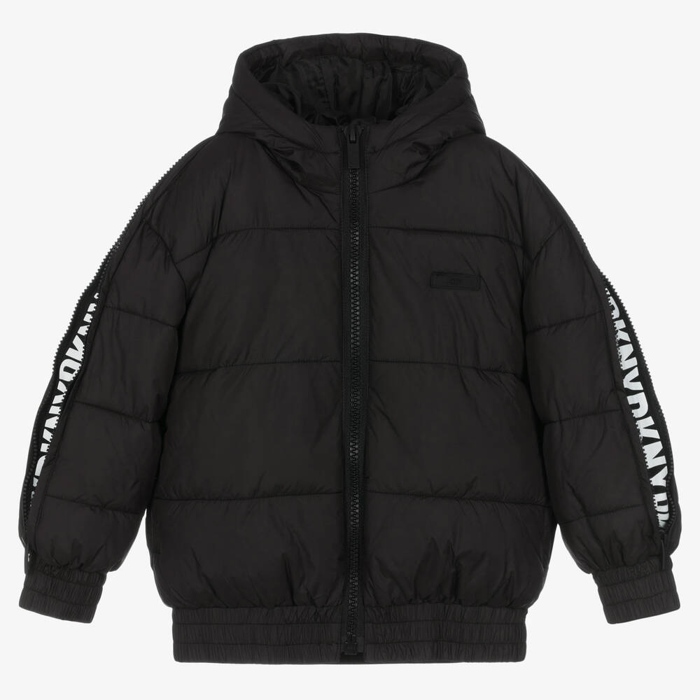 DKNY - Black Hooded Puffer Jacket | Childrensalon