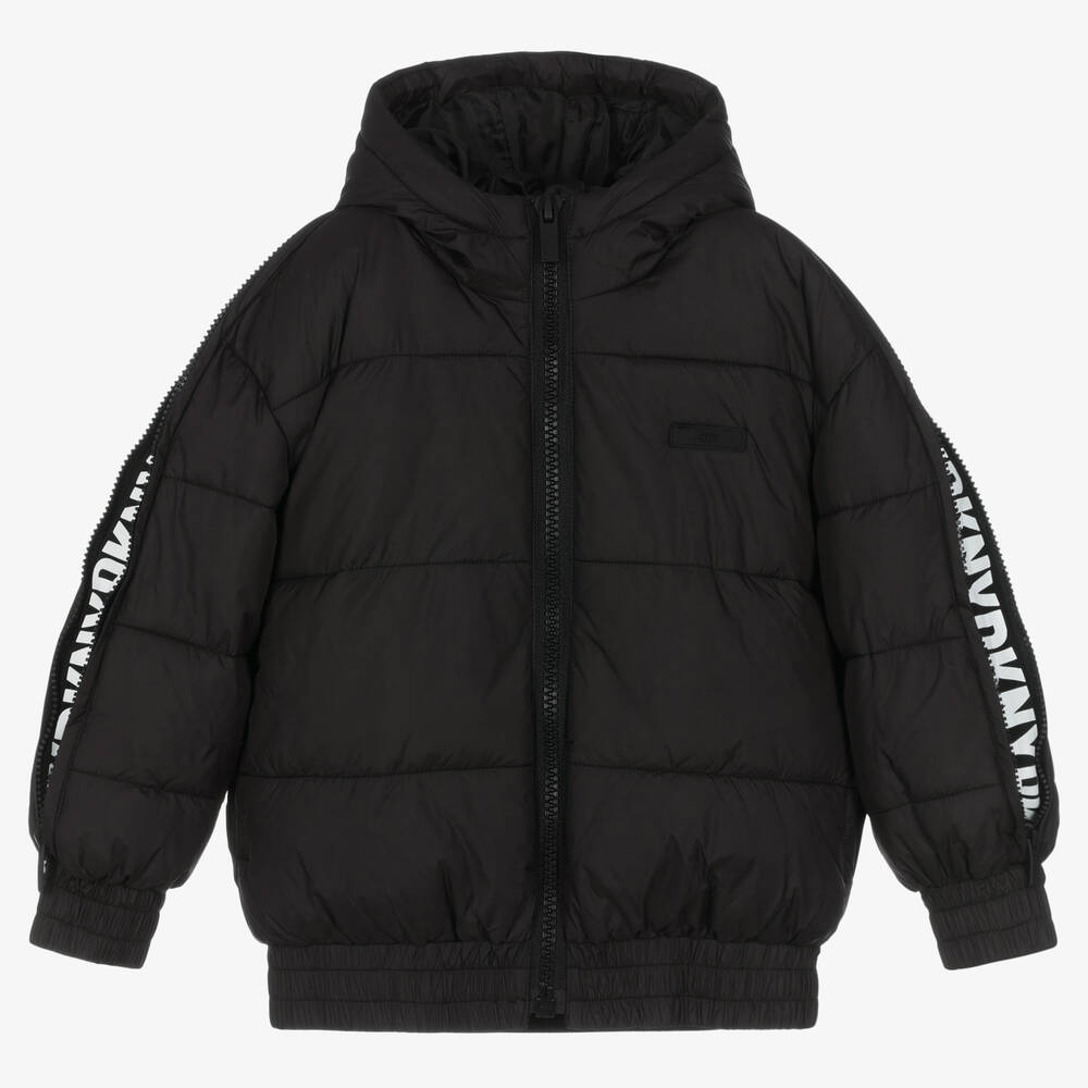 DKNY - Schwarze Kapuzen-Steppjacke | Childrensalon